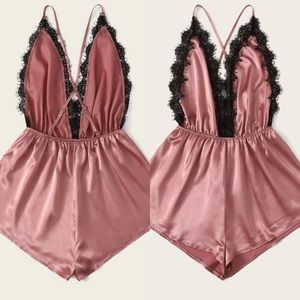 Satin Silk Cami Pajamas Lingerie Romper